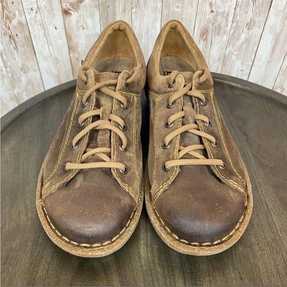 Born Tan Leather Lace-Up Flats - Picture 1 of 7